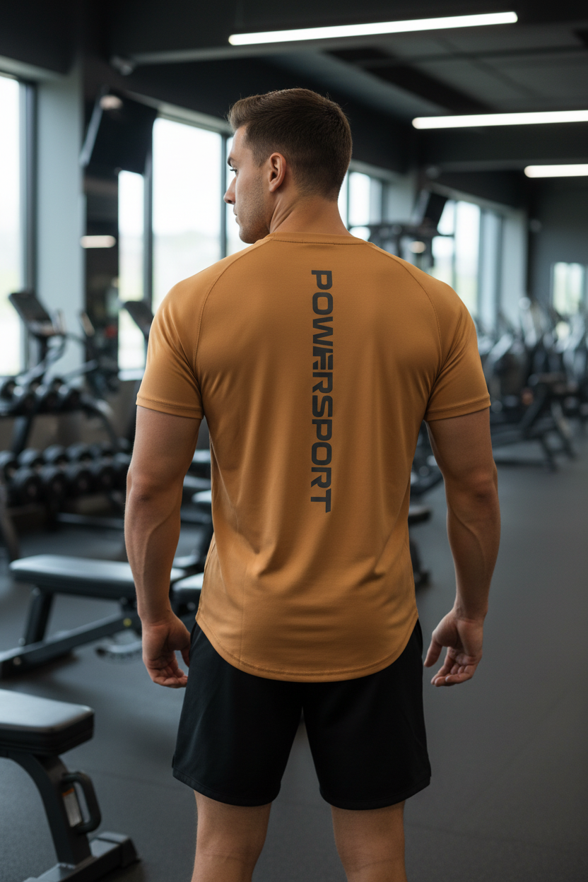 Polera Dryfit Reverso Khaki - vista de espalda lifestyle