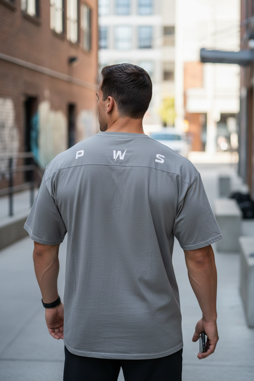 Polera Oversize Back PWS Perla - vista de espalda lifestyle