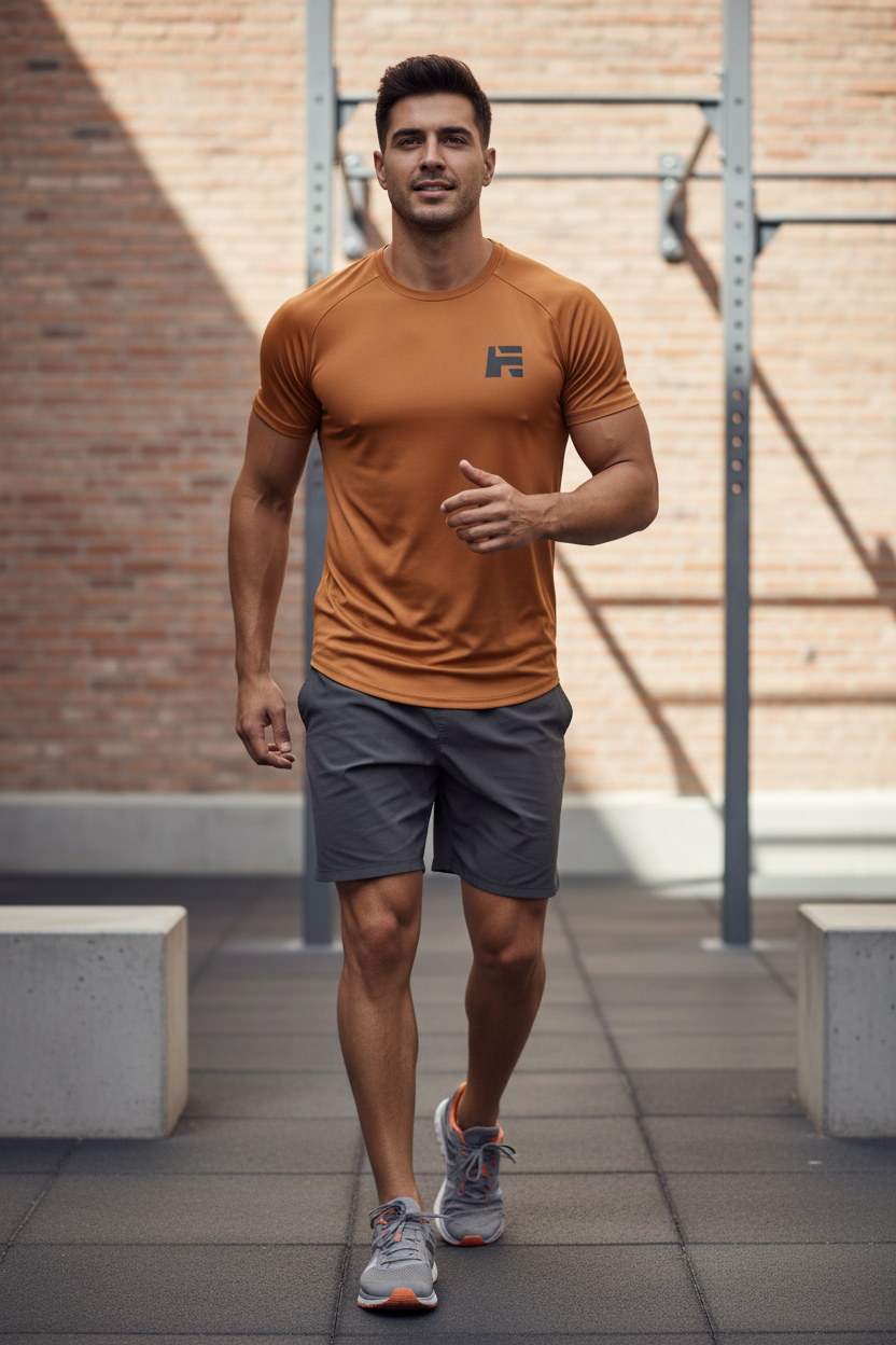 Polera Dryfit Reverso Khaki - vista de frente lifestyle
