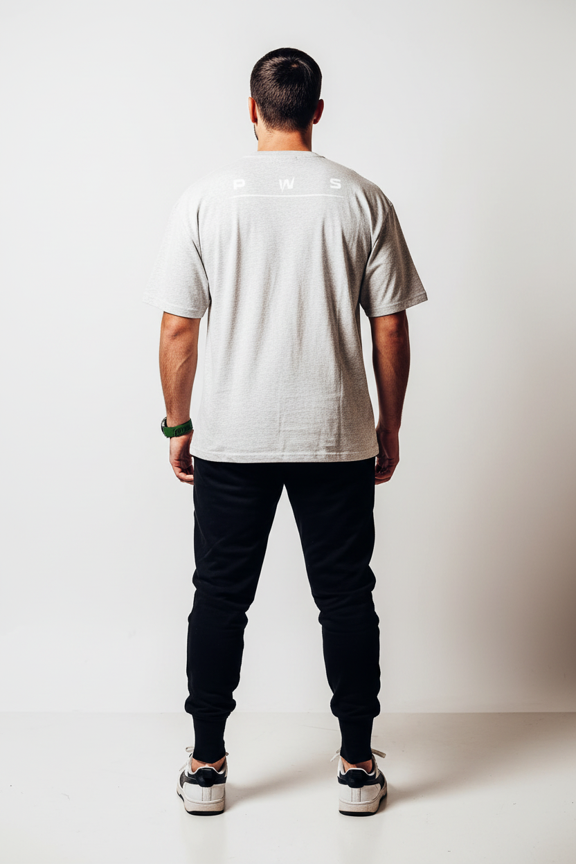 Pack Power Grafito: Jogger Negro + Polera Oversize Perla - vista de espalda
