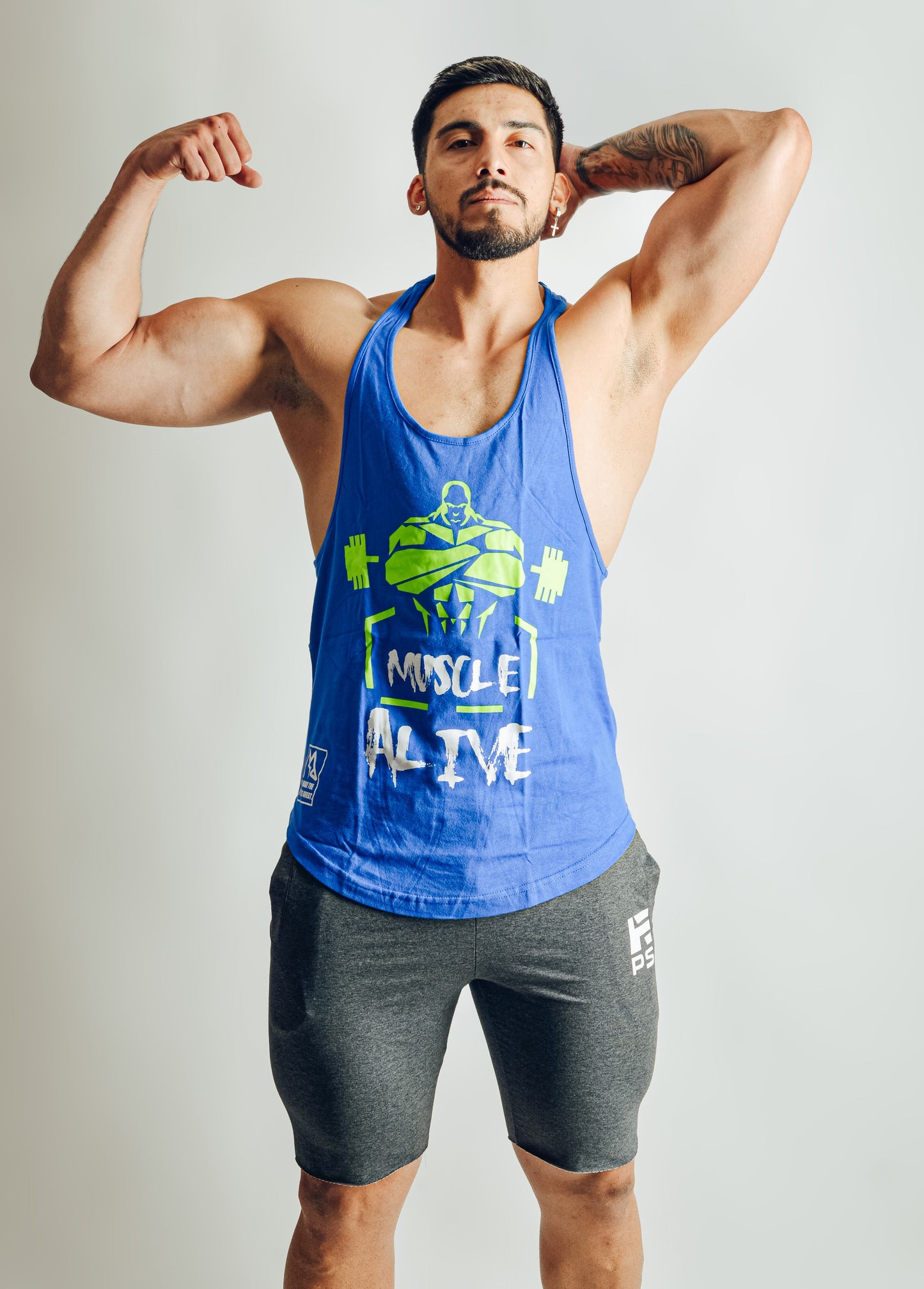 POLERA SIN MANGA TANK GYM MUSCLE ALIVE BLUE – Powersport Find Your Limit