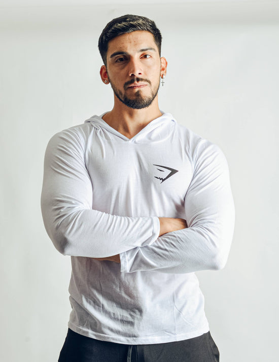 POLERA REPEAT MANGA LARGA H GYMSHARK BLANCA V 21