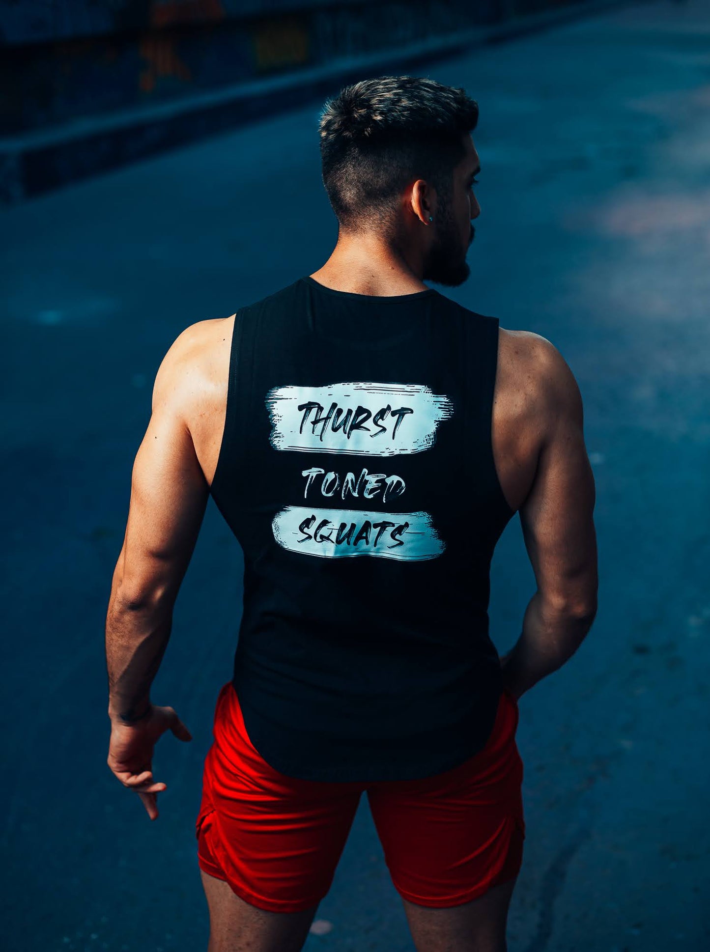 POLERA SIN MANGA TANK GYM SQUATS NEGRO