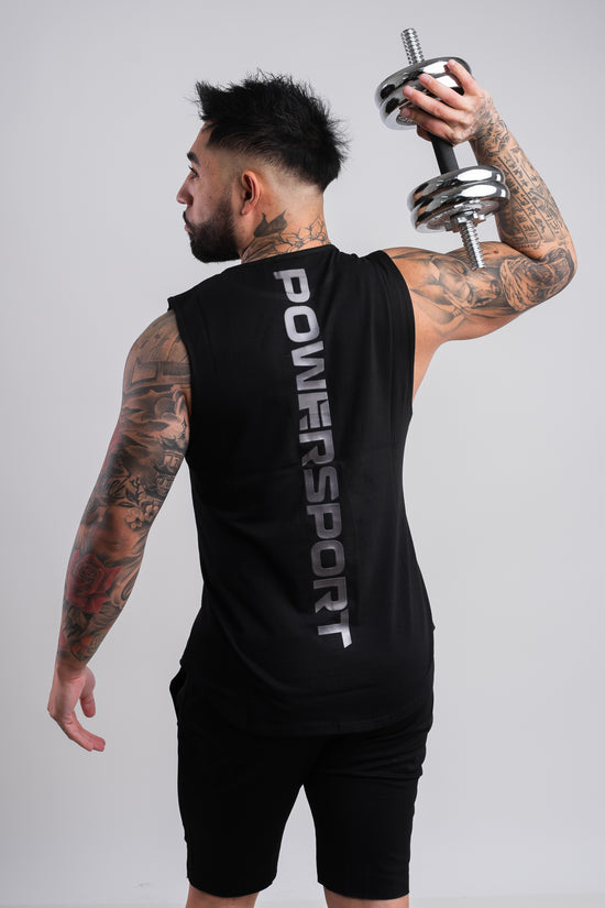 POLERA SIN MANGA TANK GYM REVERSO NEGRO