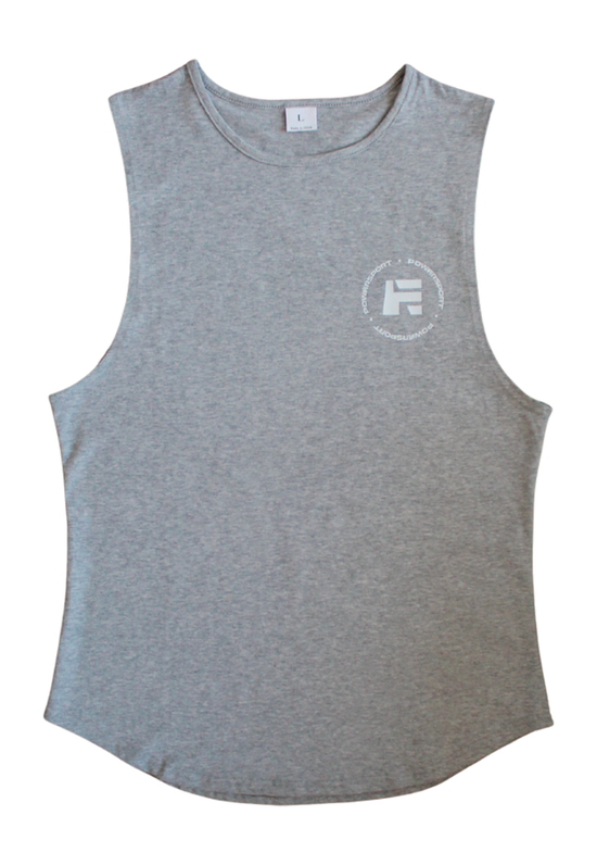 POLERA SIN MANGA TANK GYM REVERSO GRIS CLARO