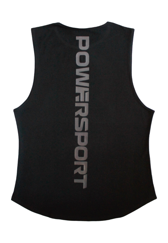 POLERA SIN MANGA TANK GYM REVERSO NEGRO